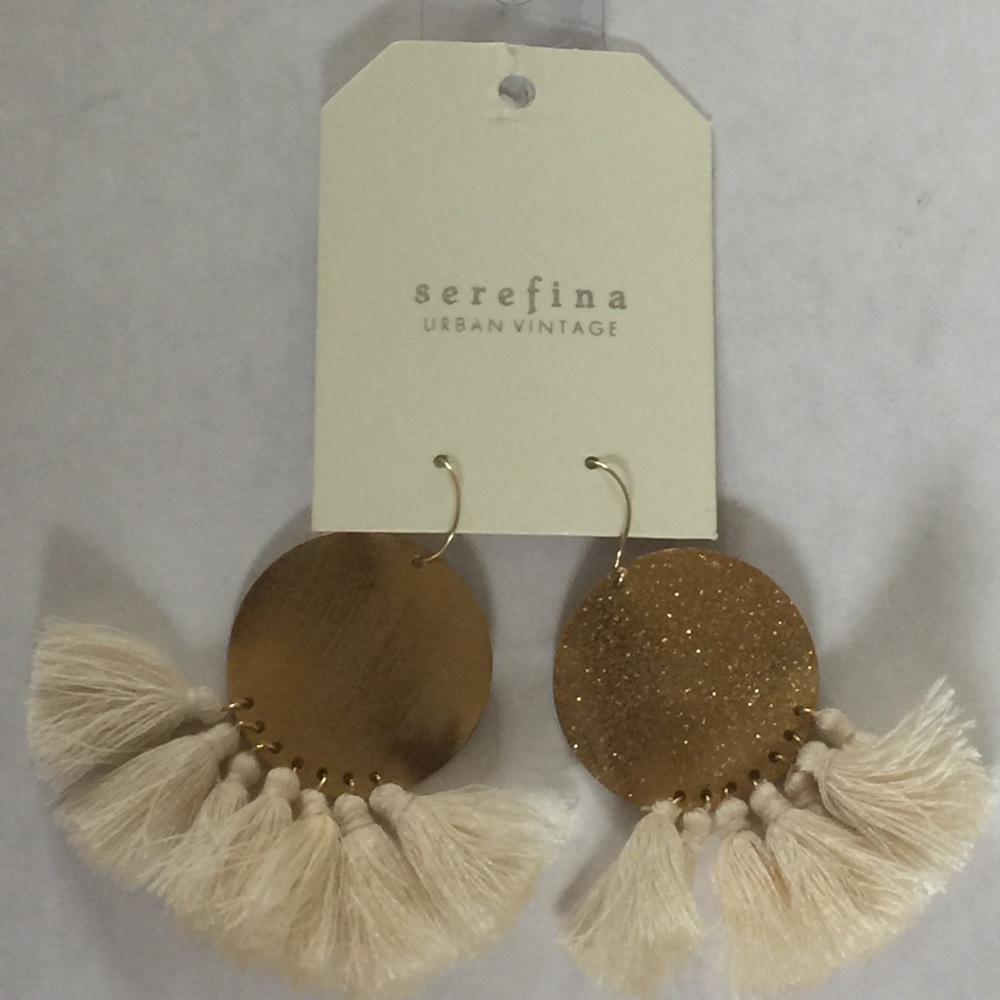 Free People Anthropologie Serefina Tassel Gong Sparkle Earrings - Picture 8 of 8